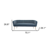 70" Gray Velvet Sofa With Gold Legs - Homeroots - Flyclothing LLC
