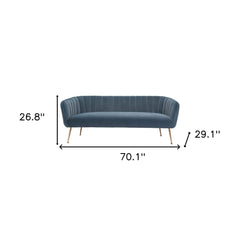 70" Gray Velvet Sofa With Gold Legs - Homeroots