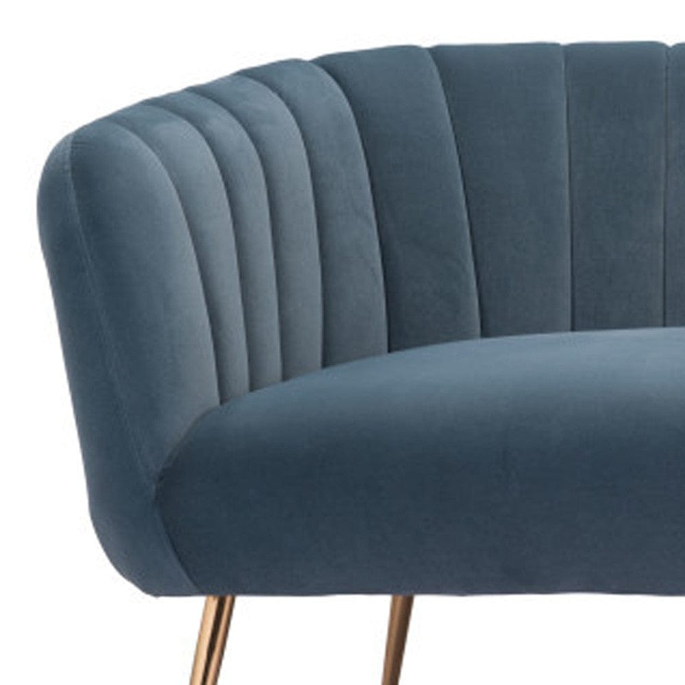 70" Gray Velvet Sofa With Gold Legs - Homeroots