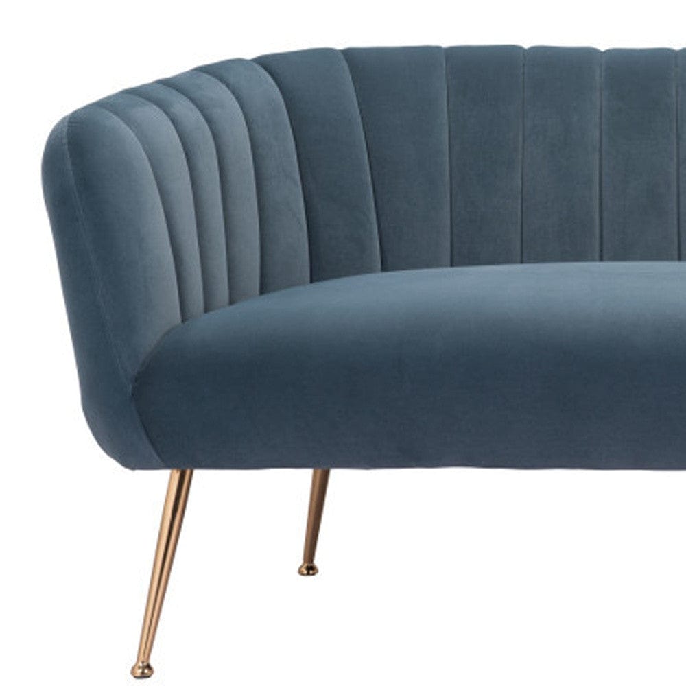 70" Gray Velvet Sofa With Gold Legs - Homeroots - Flyclothing LLC