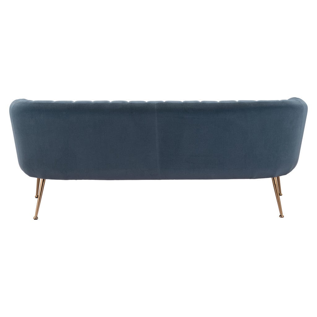 70" Gray Velvet Sofa With Gold Legs - Homeroots