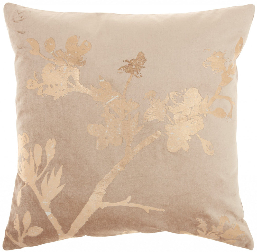 Pink Accent Throw Pillow With Rose Gold Floral Design - Homeroots