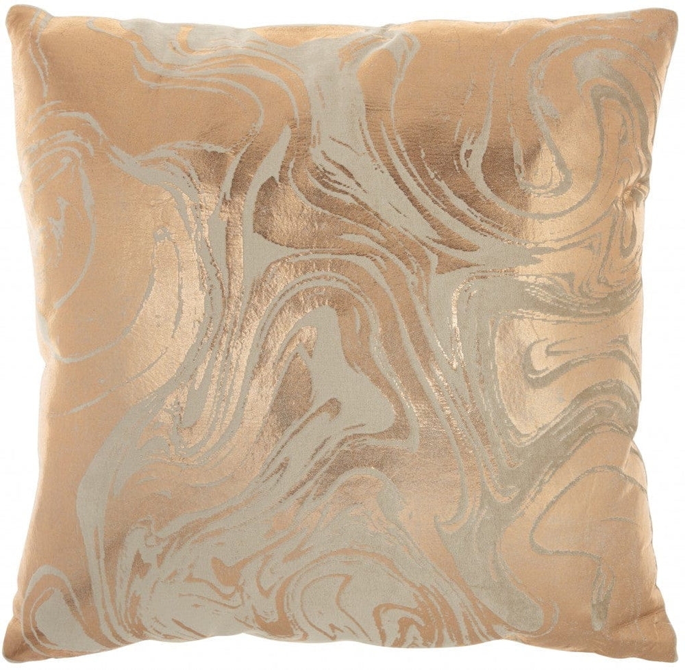 Pink Accent Throw Pillow With Rose Gold Swirl Design - Homeroots