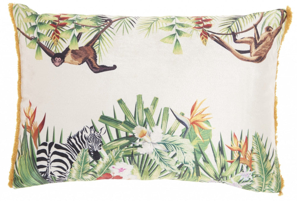 Multicolor Jungle Art Lumbar Pillow - Homeroots