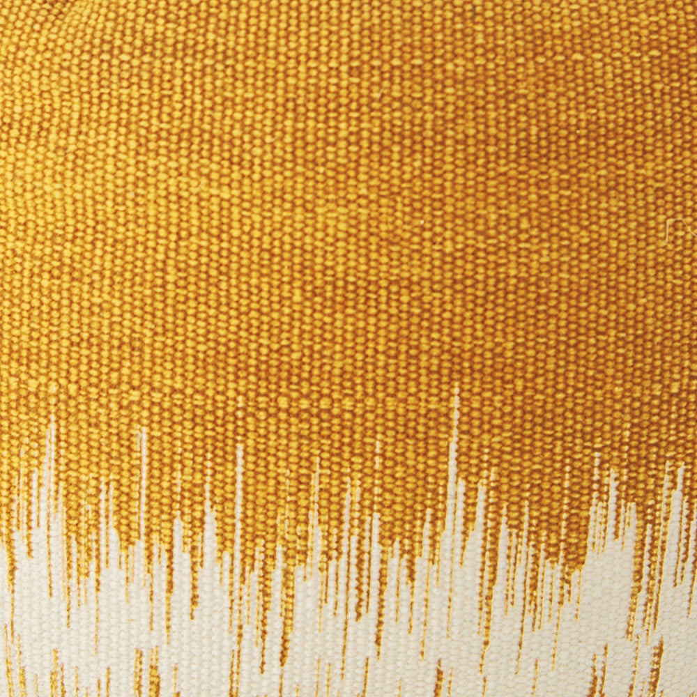 20" Yellow and White Cotton Round Abstract Pouf Ottoman - Homeroots - Flyclothing LLC