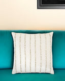 Glam Ivory And Gold Accent Throw Pillow With Beaded Details - Homeroots