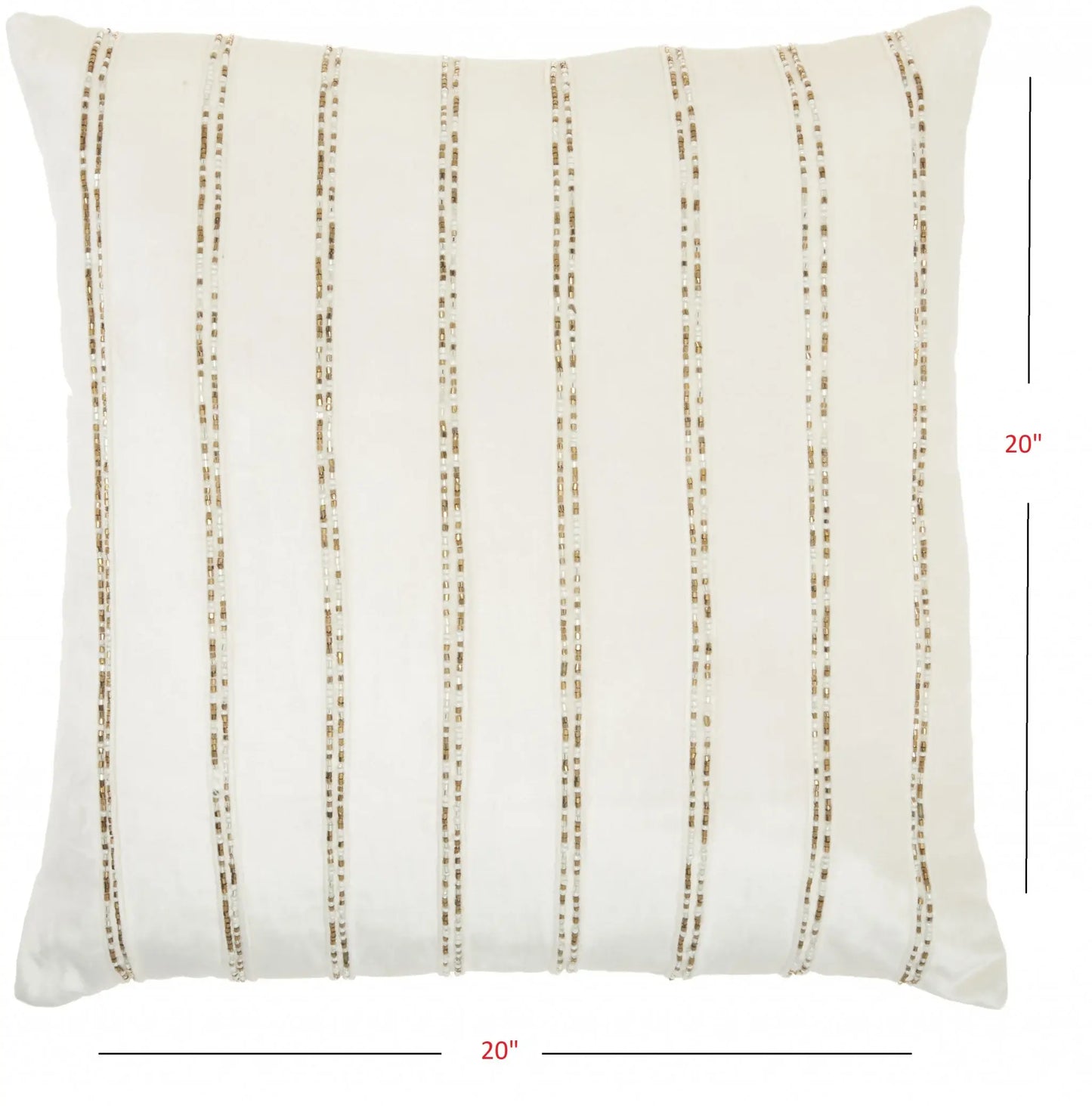 Glam Ivory And Gold Accent Throw Pillow With Beaded Details - Homeroots - Flyclothing LLC