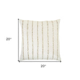 Glam Ivory And Gold Accent Throw Pillow With Beaded Details - Homeroots - Flyclothing LLC