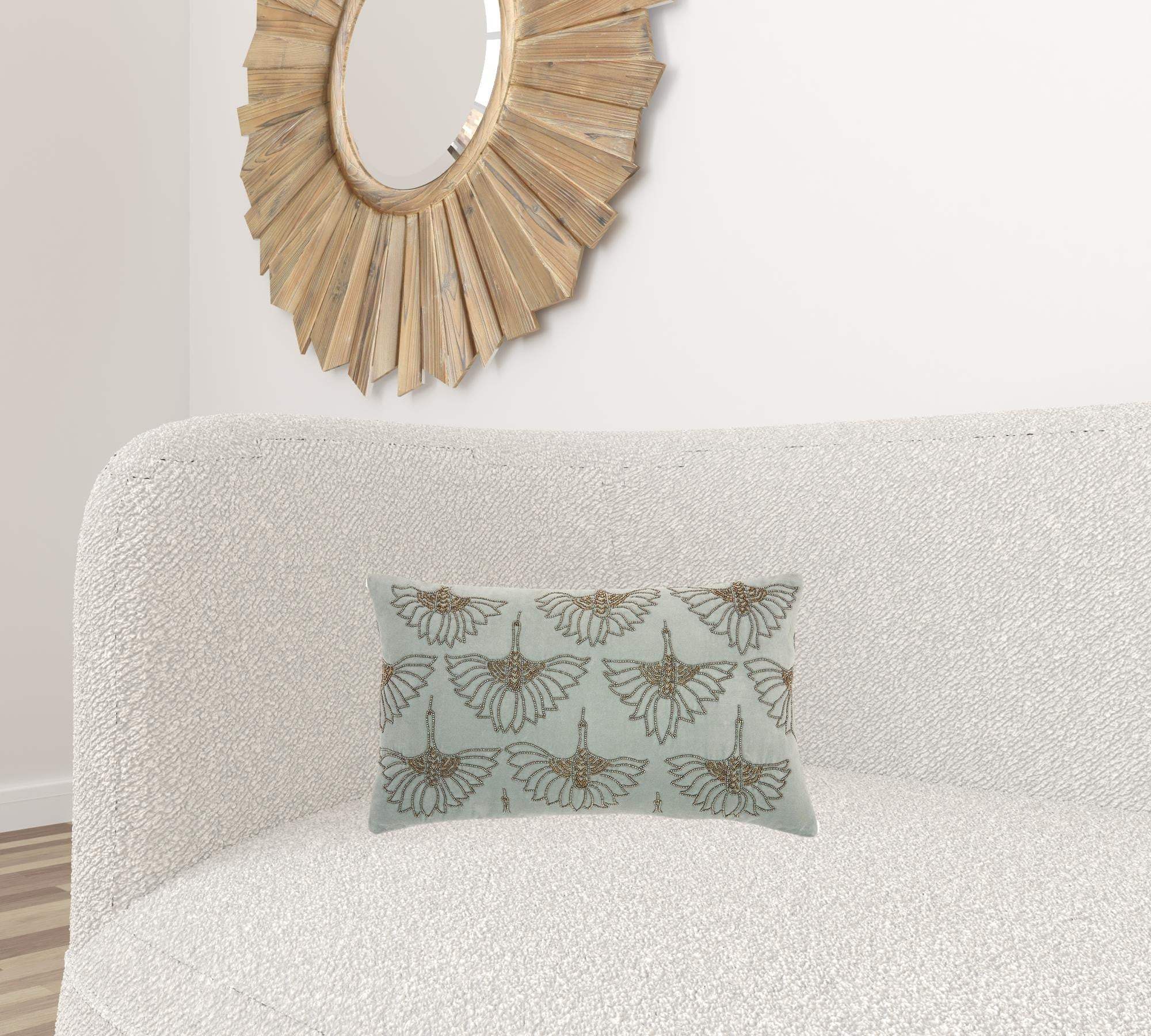 Brilliant Celadon Blue Lumbar Pillow - Homeroots - Flyclothing LLC