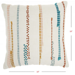 Multicolor Embroidered Stripe Throw Pillow - Homeroots