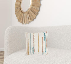 Multicolor Embroidered Stripe Throw Pillow - Homeroots