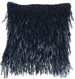 Unique Navy Blue Shag Accent Pillow - Homeroots
