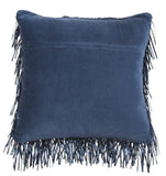 Unique Navy Blue Shag Accent Pillow - Homeroots
