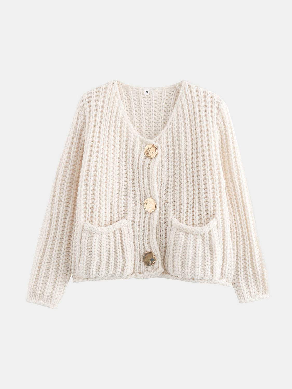 Button Down Long Sleeve Cardigan - Trendsi - Flyclothing LLC