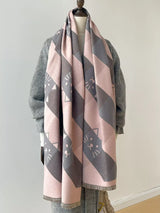 Cute Cat Pattern Plaid Raw Hem Scarf - Trendsi - Flyclothing LLC