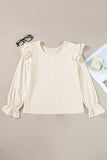 Ruffled Round Neck Flounce Sleeve Top - Trendsi - Flyclothing LLC