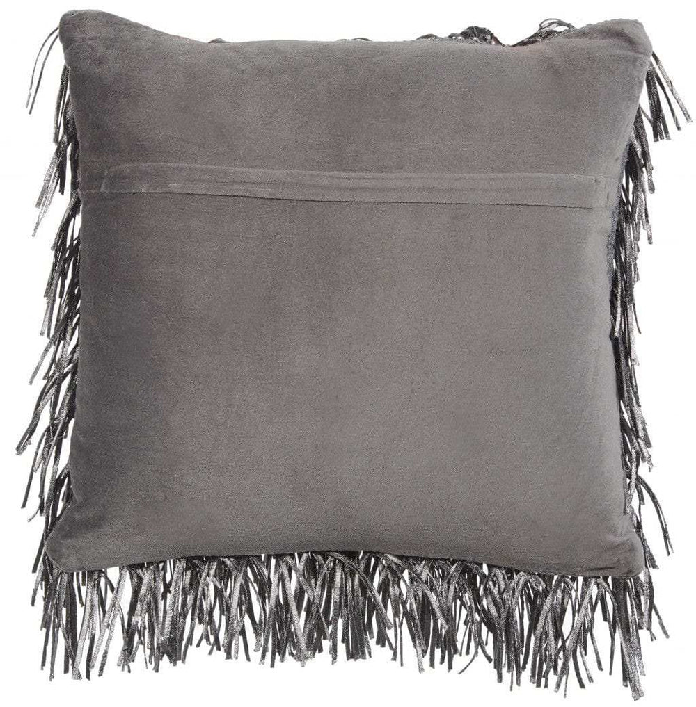 Unique Pewter Grey Shag Accent Pillow - Homeroots - Flyclothing LLC