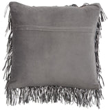 Unique Pewter Grey Shag Accent Pillow