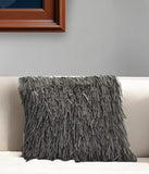 Unique Pewter Grey Shag Accent Pillow - Homeroots