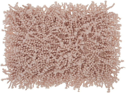 14" X 20" Pale Pink Shaggy Beads Lumbar Throw Pillow - Homeroots