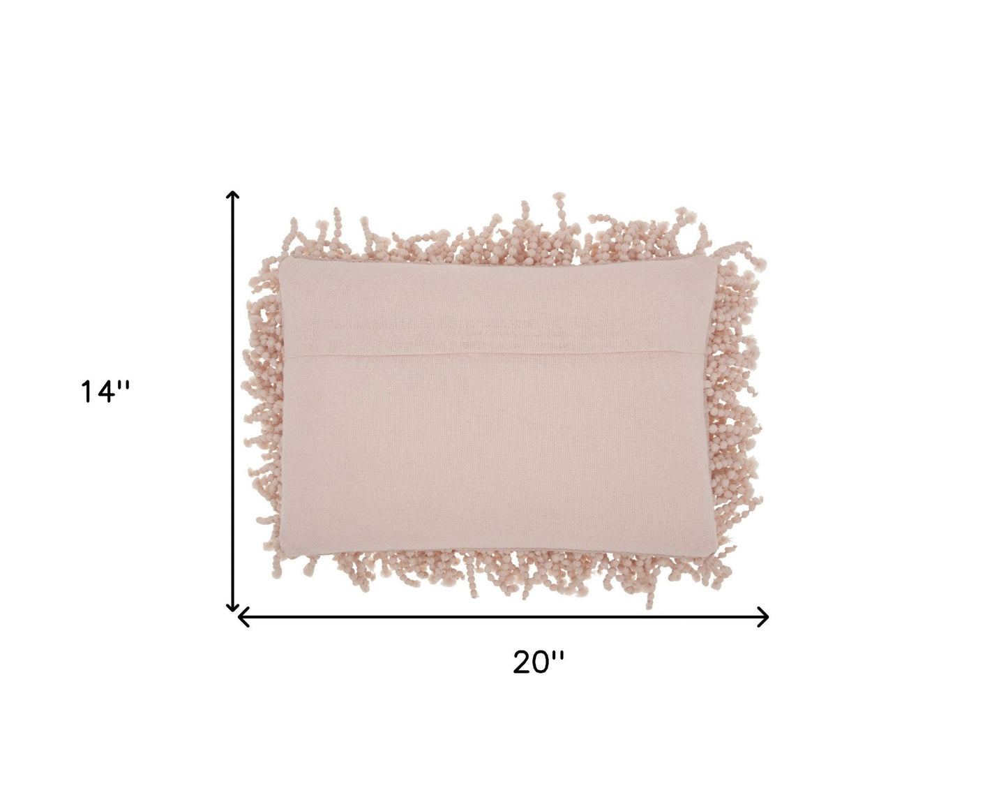 14" X 20" Pale Pink Shaggy Beads Lumbar Throw Pillow - Homeroots - Flyclothing LLC