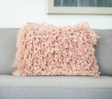 14" X 20" Pale Pink Shaggy Beads Lumbar Throw Pillow - Homeroots