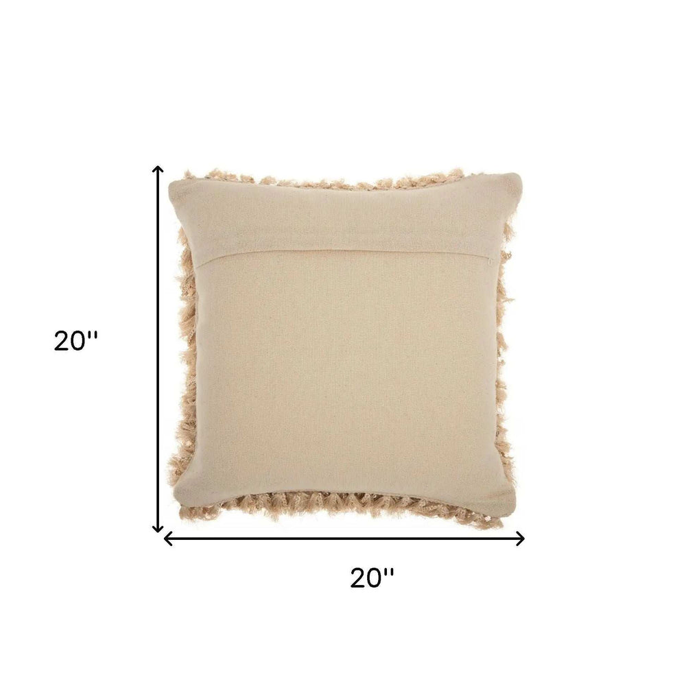 Soft Beige Shag Accent Pillow - Homeroots - Flyclothing LLC