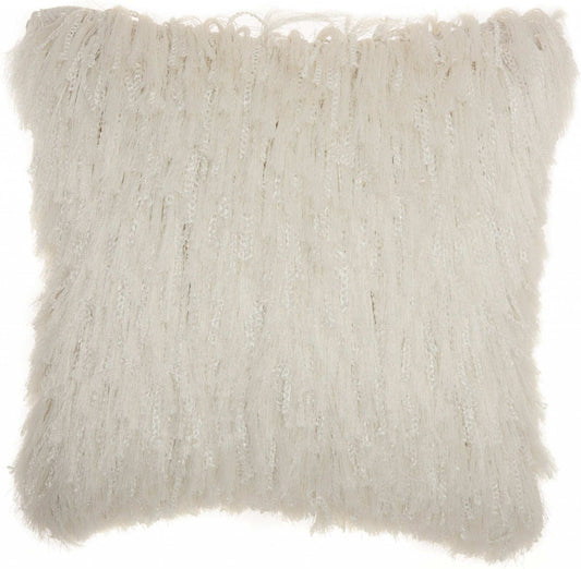 Soft White Shag Accent Pillow - Homeroots - Flyclothing LLC