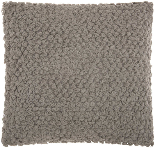 Curly Loops Light Gray Wool Cotton Blend Throw Pillow - Homeroots - Flyclothing LLC