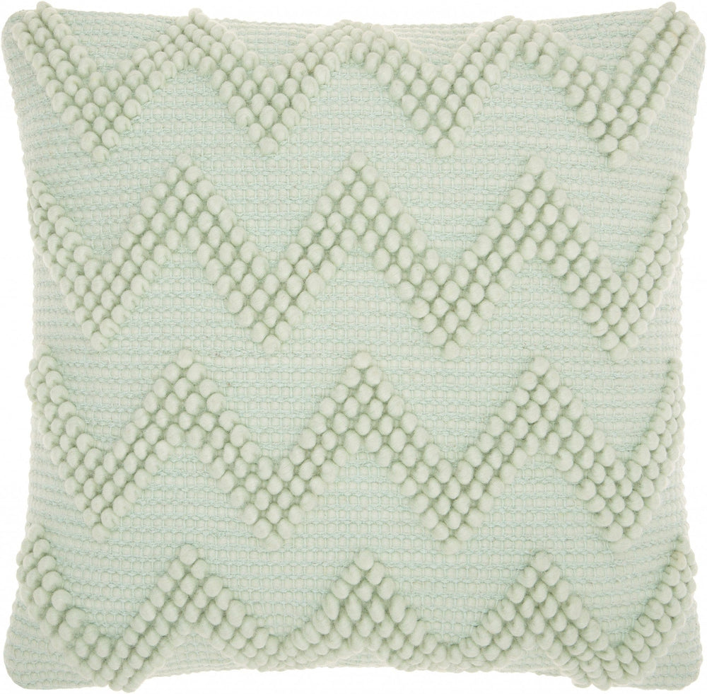 Boho Seafoam Green Textural Chevron Throw Pillow - Homeroots