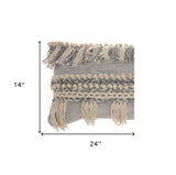 Blue And White Macrame Lumbar Pillow - Homeroots - Flyclothing LLC