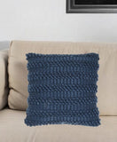 Xl Dark Blue Pom-Pom Detailed Throw Pillow - Homeroots