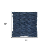 Xl Dark Blue Pom-Pom Detailed Throw Pillow - Homeroots