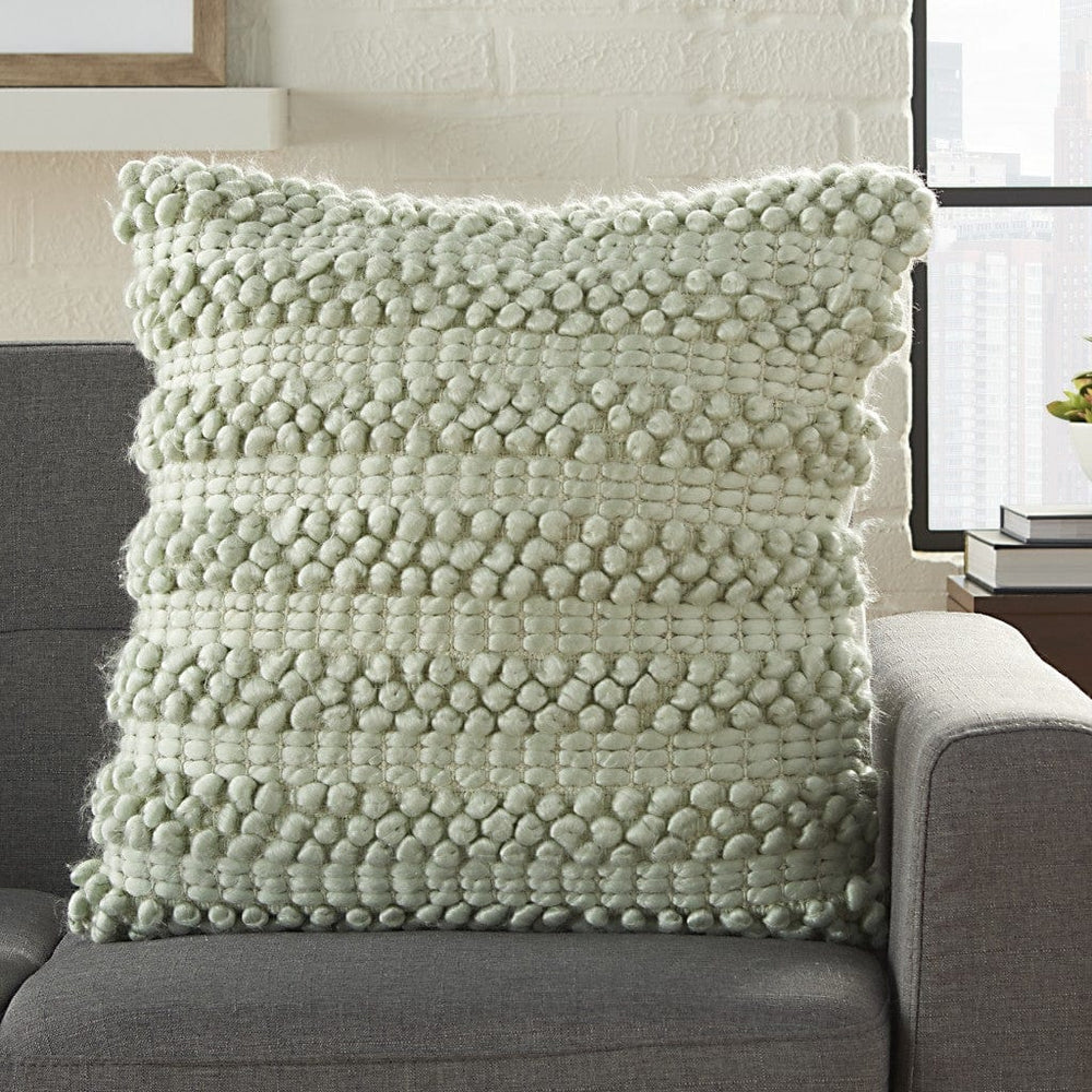 20" Mint Green Striped Throw Pillow With Texture - Homeroots - Flyclothing LLC