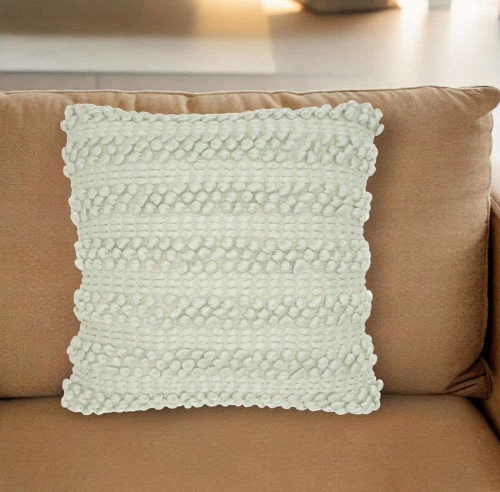 20" Mint Green Striped Throw Pillow With Texture - Homeroots - Flyclothing LLC