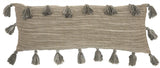 13" X 33" Gray Polyester Blend Throw Pillow With Tassels - Homeroots