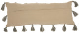 13" X 33" Gray Polyester Blend Throw Pillow With Tassels - Homeroots