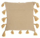 18" Yellow Polyester Blend Throw Pillow With Tassels - Homeroots