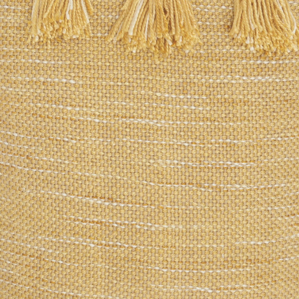 18" Yellow Polyester Blend Throw Pillow With Tassels - Homeroots - Flyclothing LLC