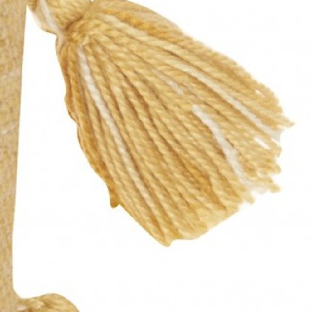 18" Yellow Polyester Blend Throw Pillow With Tassels - Homeroots - Flyclothing LLC