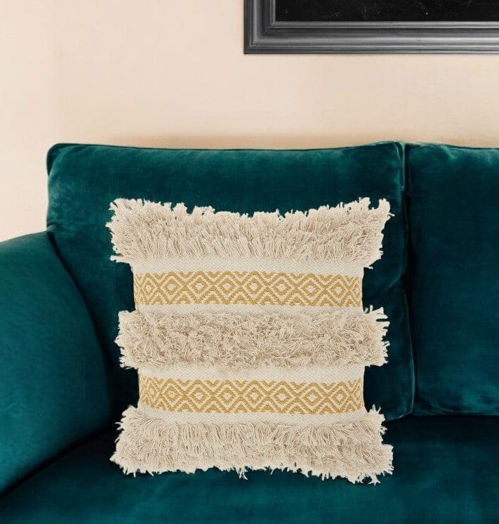 Mustard Diamond Patterned Throw Pillow - Homeroots