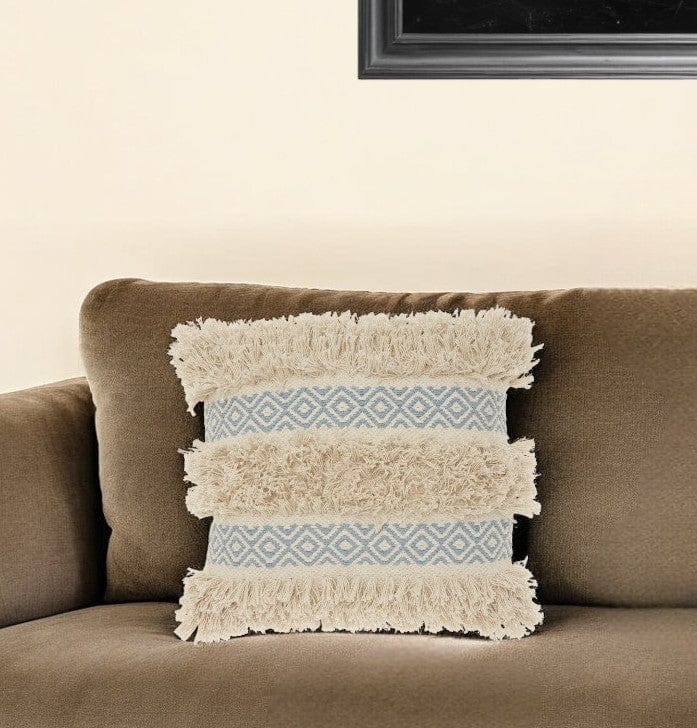 Blue Diamond Patterned Throw Pillow - Homeroots