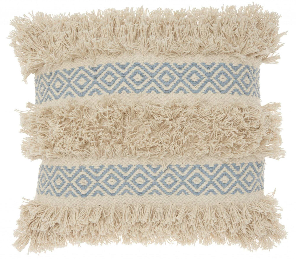 Blue Diamond Patterned Throw Pillow - Homeroots - Flyclothing LLC