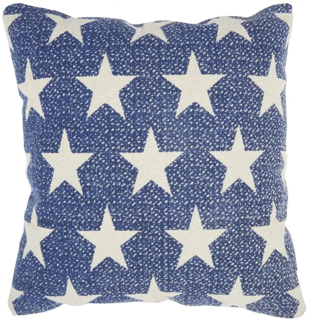 Navy Blue And Ivory Stars Throw Pillow - Homeroots