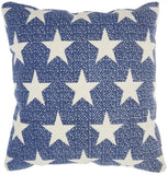 Navy Blue And Ivory Stars Throw Pillow - Homeroots