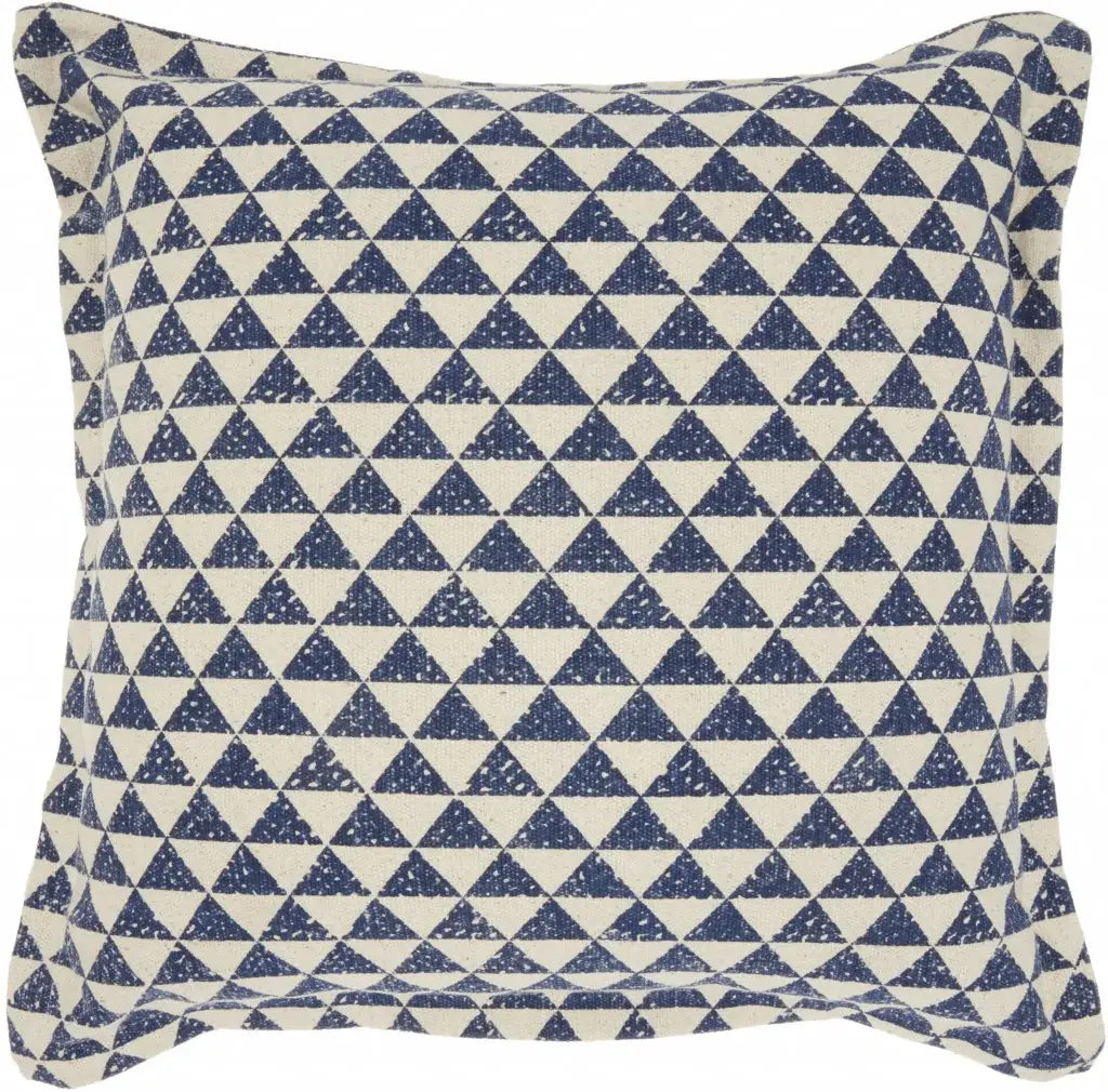 Indigo And Ivory Triangle Design Throw Pillow - Homeroots - Flyclothing LLC