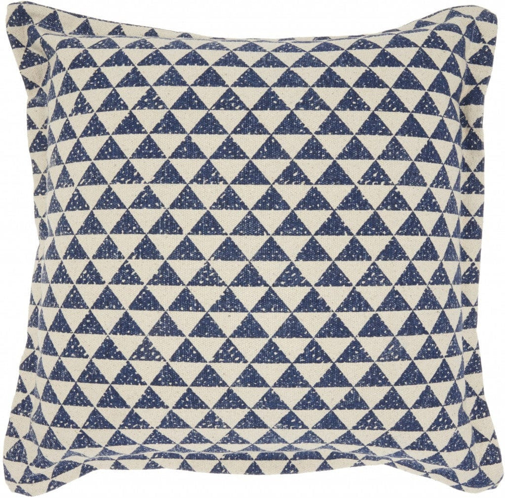 Indigo And Ivory Triangle Design Throw Pillow - Homeroots