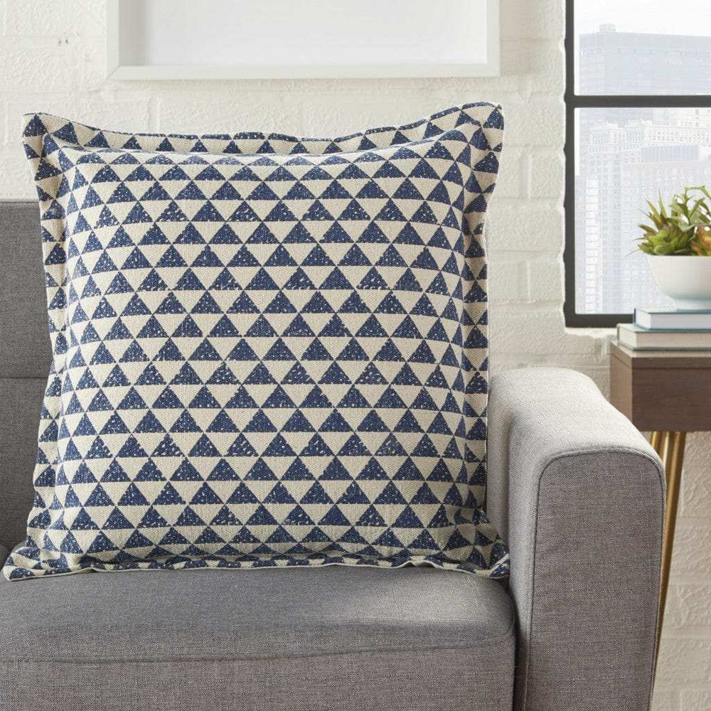 Indigo And Ivory Triangle Design Throw Pillow - Homeroots - Flyclothing LLC