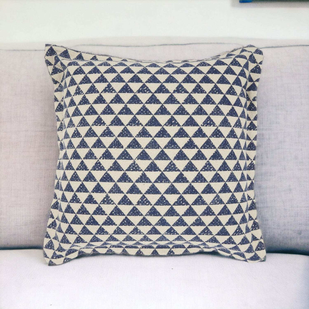 Indigo And Ivory Triangle Design Throw Pillow - Homeroots - Flyclothing LLC