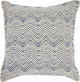 20" Indigo And Ivory Waves Throw Pillow - Homeroots